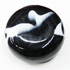 Painted Spray-paint Stripe Acrylic Beads, Flat Round 22mm Hole:1mm, Sold by Bag 