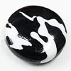 Painted Spray-paint Stripe Acrylic Beads, Flat Round 27mm Hole:2mm, Sold by Bag 