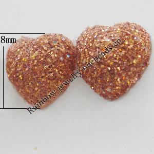 Colorful Acrylic Beads，Heart 8mm Sold by Bag