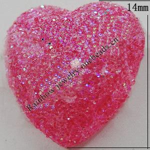 Colorful Acrylic Beads，Heart 14mm Sold by Bag