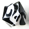 Painted Spray-paint Stripe Acrylic Beads, Faceted Cube 12mm Hole:2mm, Sold by Bag 