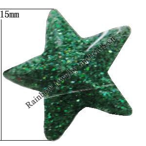 Colorful Acrylic Beads，Star 15mm Sold by Bag