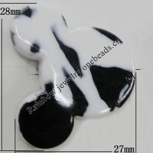 Painted Spray-paint Stripe Acrylic Beads, Animal Head 28x27mm Hole:2mm, Sold by Bag 