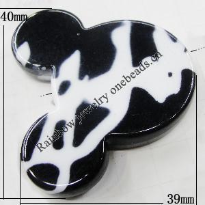 Painted Spray-paint Stripe Acrylic Beads, Animal Head 40x39mm Hole:2mm, Sold by Bag 