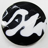 Painted Spray-paint Stripe Acrylic Beads, Flat Round 35mm Hole:2mm, Sold by Bag 