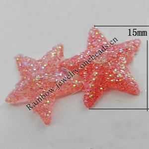 Colorful Acrylic Beads，Star 15mm Sold by Bag