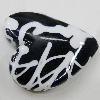 Painted Spray-paint Stripe Acrylic Beads, Heart 46x40mm Hole:2mm, Sold by Bag
