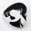 Painted Spray-paint Stripe Acrylic Beads, Heart 17x19mm Hole:1mm, Sold by Bag