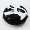 Painted Spray-paint Stripe Acrylic Beads, Flat Oval 24x20mm Hole:2mm, Sold by Bag 