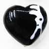 Painted Spray-paint Stripe Acrylic Beads, Heart 29x26mm Hole:3mm, Sold by Bag 