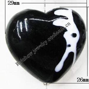 Painted Spray-paint Stripe Acrylic Beads, Heart 29x26mm Hole:3mm, Sold by Bag 