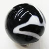 Painted Spray-paint Stripe Acrylic Beads, Round 16mm Hole:2.5mm, Sold by Bag 