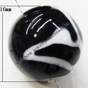 Painted Spray-paint Stripe Acrylic Beads, Round 16mm Hole:2.5mm, Sold by Bag 