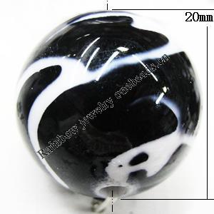 Painted Spray-paint Stripe Acrylic Beads, Round 20mm Hole:3mm, Sold by Bag 