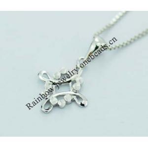 Sterling Silver Pendants platina plating, Flower 20x13mm, Sold by PC