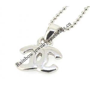 Sterling Silver Pendants platina plating, 16x9.5mm, Sold by PC