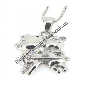 Sterling Silver Pendants platina plating, 23x14mm, Sold by PC