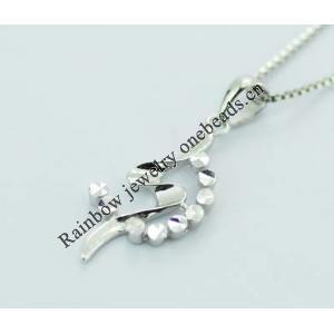 Sterling Silver Pendants platina plating, 25x11mm, Sold by PC