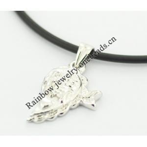 Sterling Silver Pendants platina plating, 27x13mm, Sold by PC