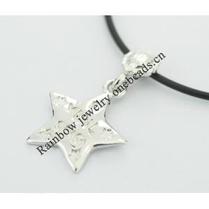 Sterling Silver Pendants platina plating, Star 38x25mm, Sold by PC