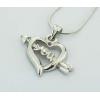 Sterling Silver Pendants platina plating, Heart 23x25mm, Sold by PC