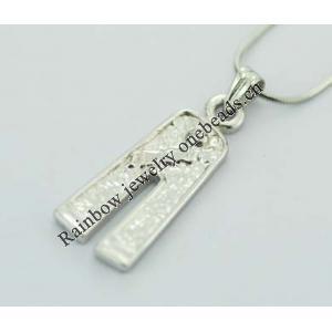 Sterling Silver Pendants platina plating, 30x12mm, Sold by PC