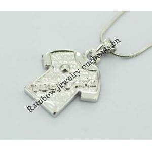 Sterling Silver Pendants platina plating, Clothes 24x19mm, Sold by PC