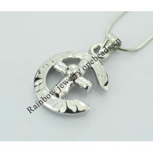 Sterling Silver Pendants platina plating, 28x18mm, Sold by PC