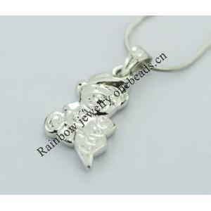 Sterling Silver Pendants platina plating, 25x12mm, Sold by PC