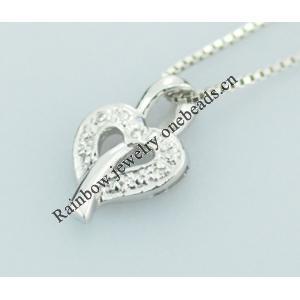 Sterling Silver Pendants platina plating, 16x10mm, Sold by PC