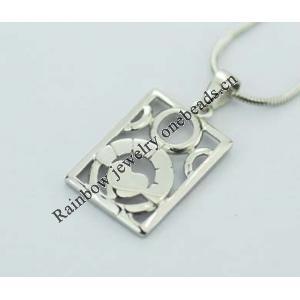 Sterling Silver Pendants platina plating, 22x11mm, Sold by PC