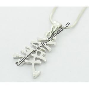 Sterling Silver Pendants platina plating, 24x14mm, Sold by PC
