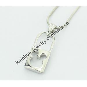 Sterling Silver Pendants platina plating, 27x10mm, Sold by PC
