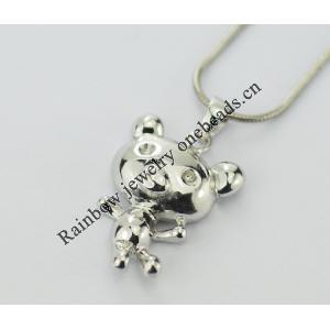 Sterling Silver Pendants platina plating, Animal 26x14mm, Sold by PC