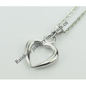 Sterling Silver Pendants platina plating, Hollow Heart 23x16mm, Sold by PC