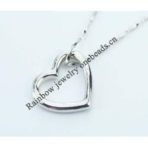 Sterling Silver Pendants platina plating, Hollow Heart19x20mm, Sold by PC