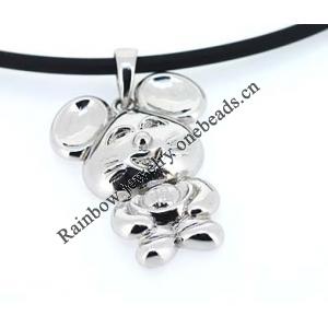 Sterling Silver Pendants platina plating, 27.3x17.6mm, Sold by PC