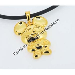 Sterling Silver Pendants gold plating, 27.3x17.6mm, Sold by PC