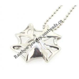 Sterling Silver Pendants platina plating, 15.5x15.5mm, Sold by PC