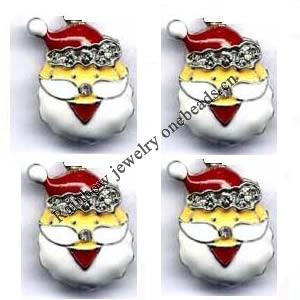 Zinc Alloy Enamel Jewelry Findings, Christmas Charm/Pendant, Santa 10mm-20mm, Sold by Group 