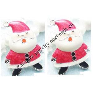 Zinc Alloy Enamel Jewelry Findings, Christmas Charm/Pendant, Santa 10mm-20mm, Sold by Group 