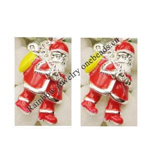 Zinc Alloy Enamel Jewelry Findings, Christmas Charm/Pendant, Santa 10mm-20mm, Sold by Group 