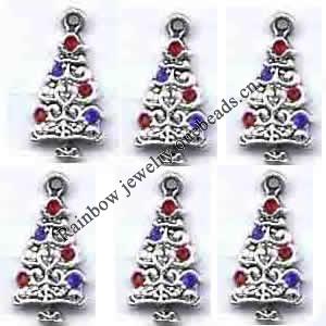 Zinc Alloy Enamel Jewelry Findings, Christmas Charm/Pendant, Christmas tree 10mm-20mm, Sold by Group 