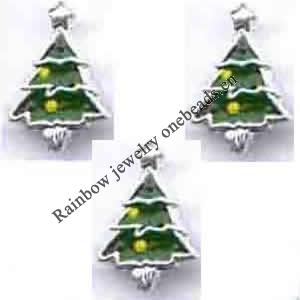 Zinc Alloy Enamel Jewelry Findings, Christmas Charm/Pendant, Christmas tree 10mm-20mm, Sold by Group 