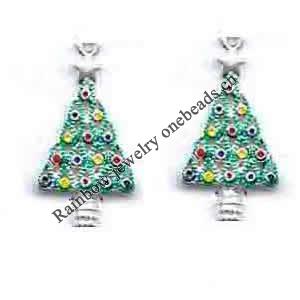 Zinc Alloy Enamel Jewelry Findings, Christmas Charm/Pendant, Christmas tree 10mm-20mm, Sold by Group 