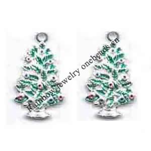 Zinc Alloy Enamel Jewelry Findings, Christmas Charm/Pendant, Christmas tree 10mm-20mm, Sold by Group 