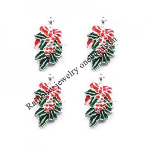 Zinc Alloy Enamel Jewelry Findings, Christmas Charm/Pendant, Christmas flowers 10mm-20mm, Sold by Group 