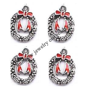 Zinc Alloy Enamel Jewelry Findings, Christmas Charm/Pendant, Christmas flowers 10mm-20mm, Sold by Group 