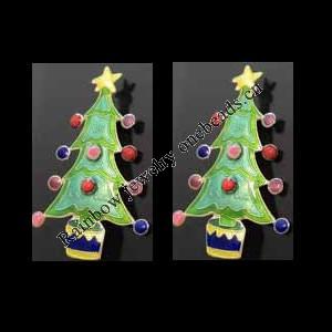 Zinc Alloy Enamel Jewelry Findings, Christmas Charm/Pendant, Christmas tree 10mm-20mm, Sold by Group 