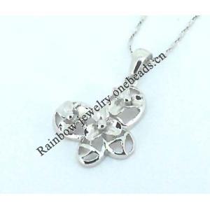 Sterling Silver Pendants platina plating, 26x17mm, Sold by PC